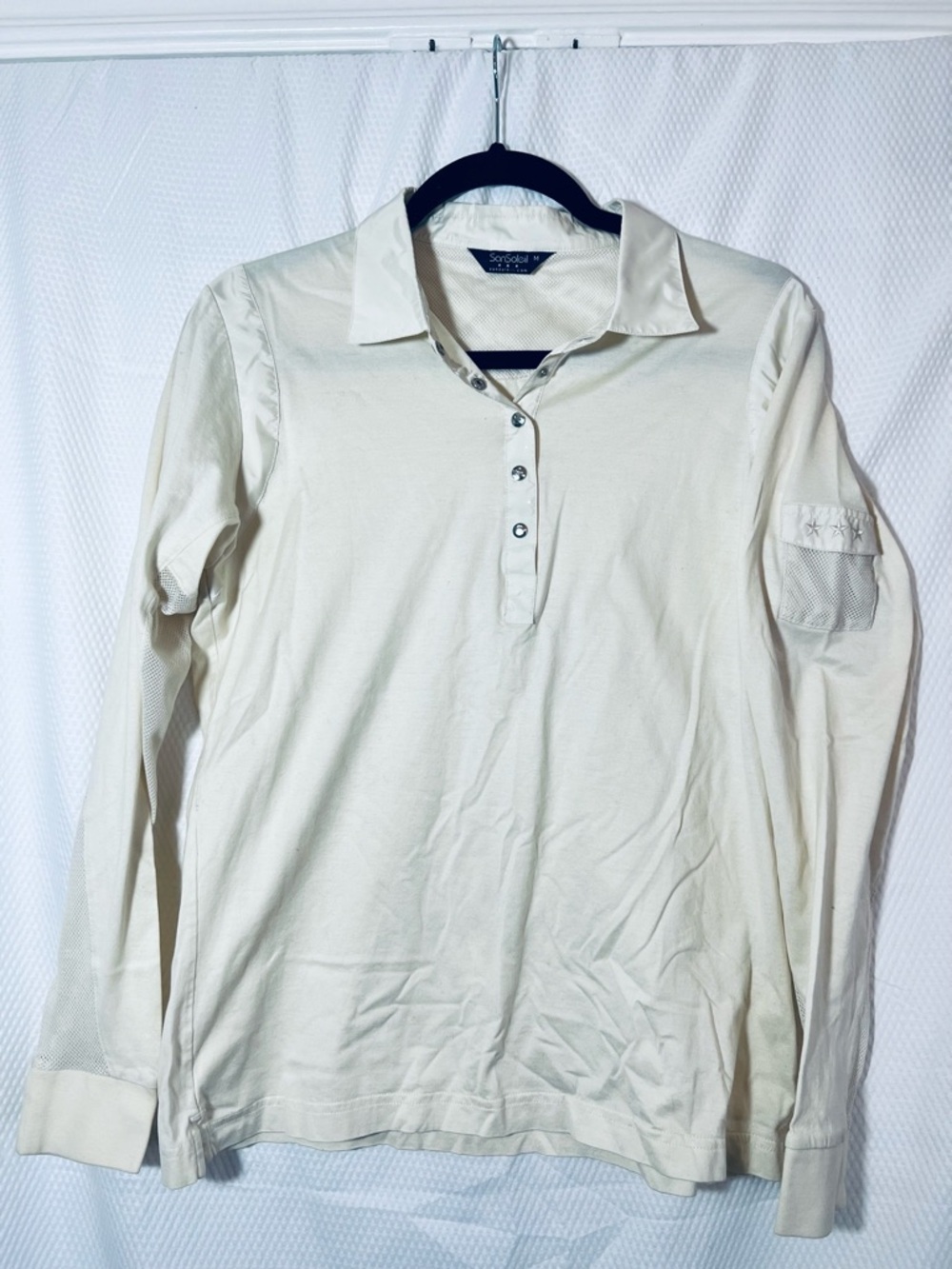 SANSOEIL Women’s  Long-Sleeve Polo Shirt - Cream